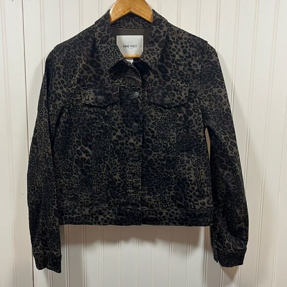 Nine West Cheetah print denim jacket - Picture 1 of 6